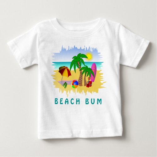 Beach Bum Sun Sea and Surf Fun Colorful Baby Tee