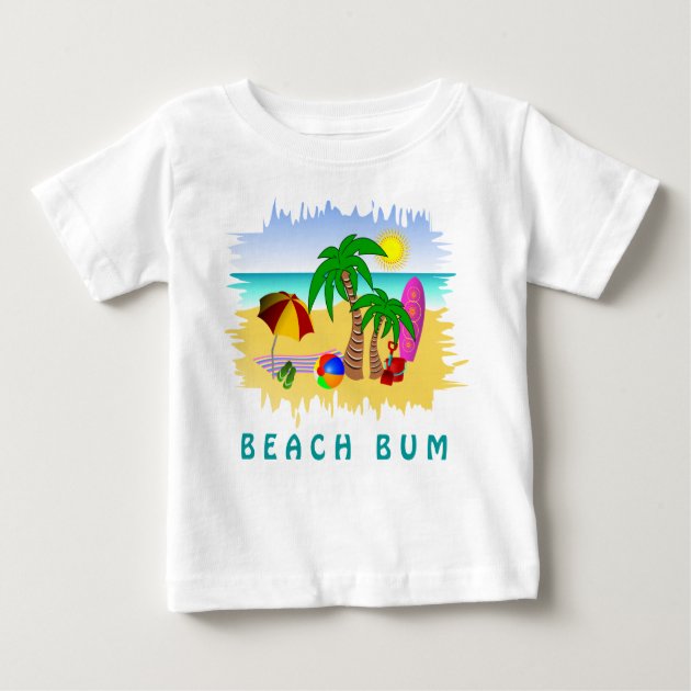 Beach Bum Sun Sea and Surf Fun Colorful Baby Tee | Zazzle
