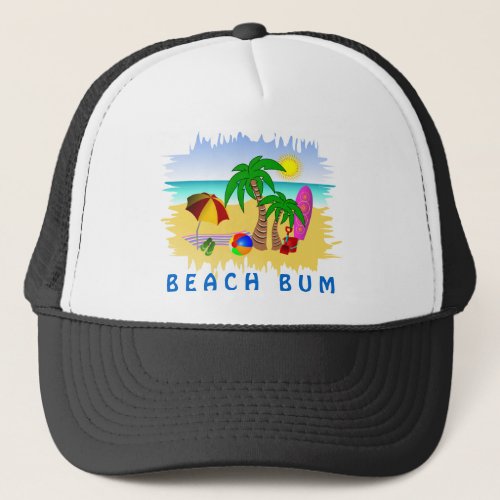 Beach Bum Sun Sea and Surf Fun Colorful Hat