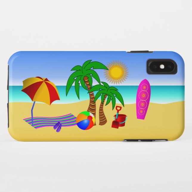 Beach Bum Sun Sea Surf Scene Cute Fun Tough Case-Mate iPhone Case (Back (Horizontal))
