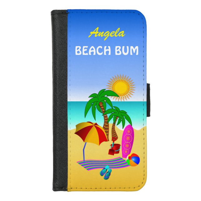 Beach Bum Sun Sea Surf Scene iPhone Folio Cases (Front)