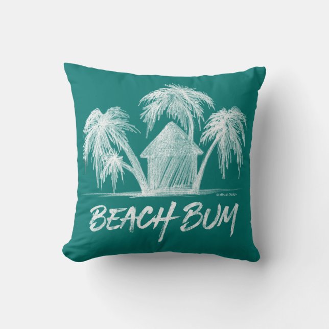 Beach Bum Throw Pillow (Front)