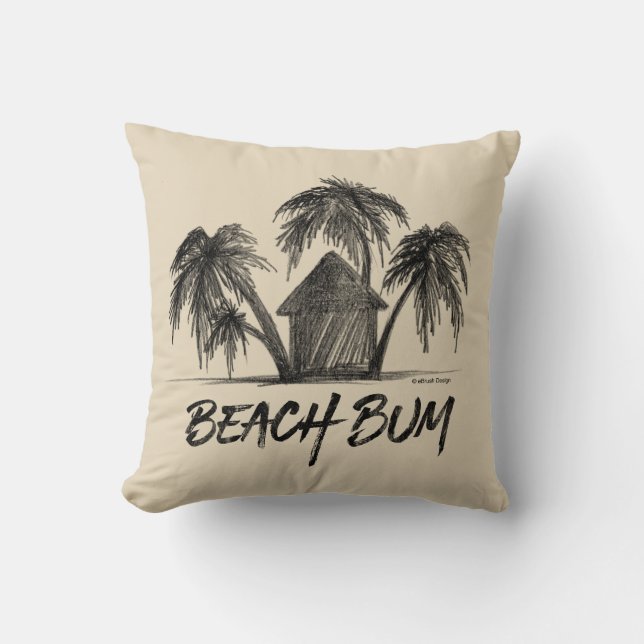 Beach Bum Throw Pillow (Front)
