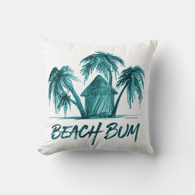 Beach Bum Throw Pillow (Front)