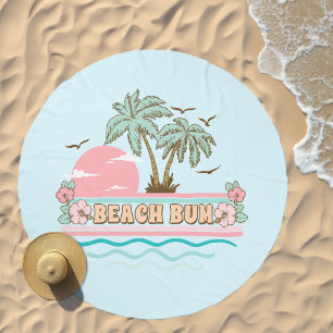 Beach Bum Tropical Theme Palm Trees Beach Towel