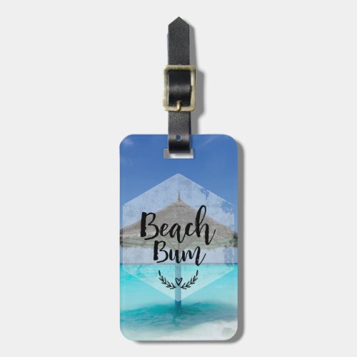 Beach Bum Typography With Tropical Palm Trees Luggage Tag