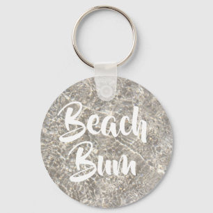 Beach bum water on beach sand cute keychain