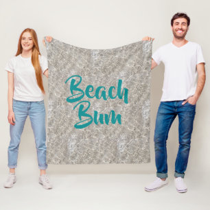 Beach bum water on beach sand fleece blanket