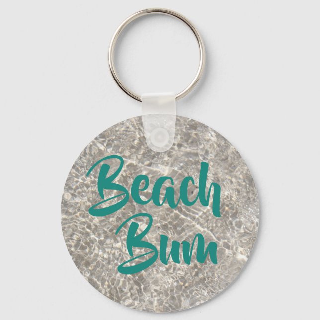 Beach bum water on beach sand keychain (Front)