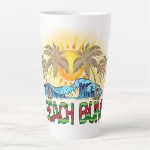 Beach Bum Watermelon, Ocean Waves & Tropical Sun Latte Mug