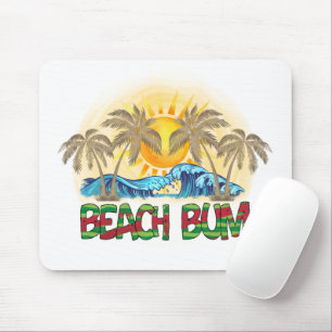 Beach Bum Watermelon, Ocean Waves & Tropical Sun Mouse Pad
