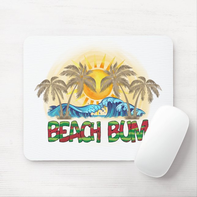 Beach Bum | Watermelon, Ocean Waves & Tropical Sun Mouse Pad (With Mouse)