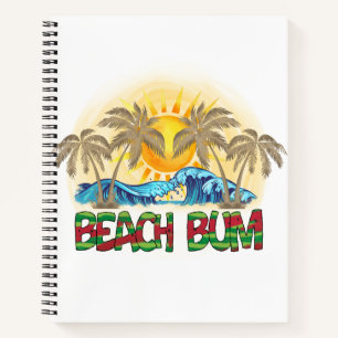 Beach Bum Watermelon, Ocean Waves & Tropical Sun Notebook