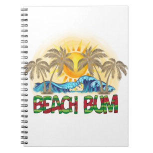 Beach Bum Watermelon, Ocean Waves & Tropical Sun Notebook