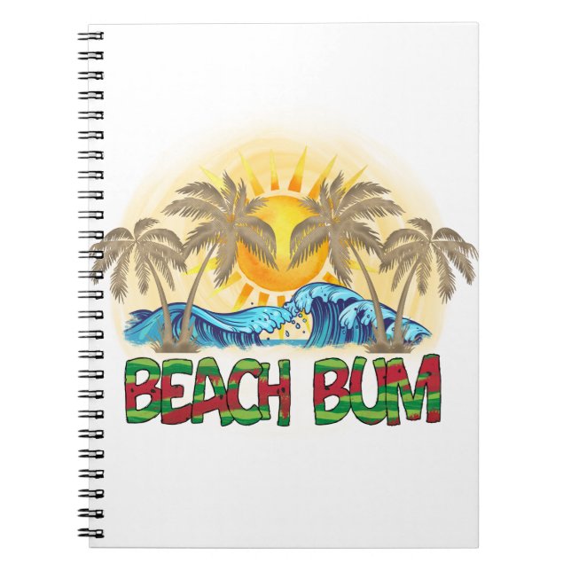 Beach Bum | Watermelon, Ocean Waves & Tropical Sun Notebook (Front)