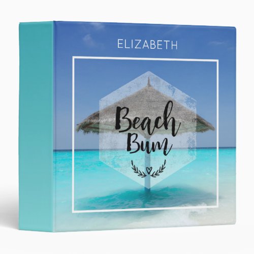 Beach Bum with Thatched Beach Umbrella Custom Binder