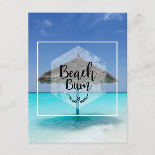 Beach Bum with Thatched Beach Umbrella Postcard