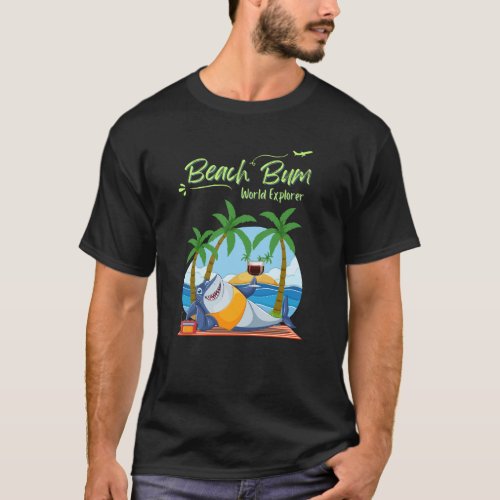 Beach Bum World Explorer_Dolphin Relaxing on Beach T_Shirt