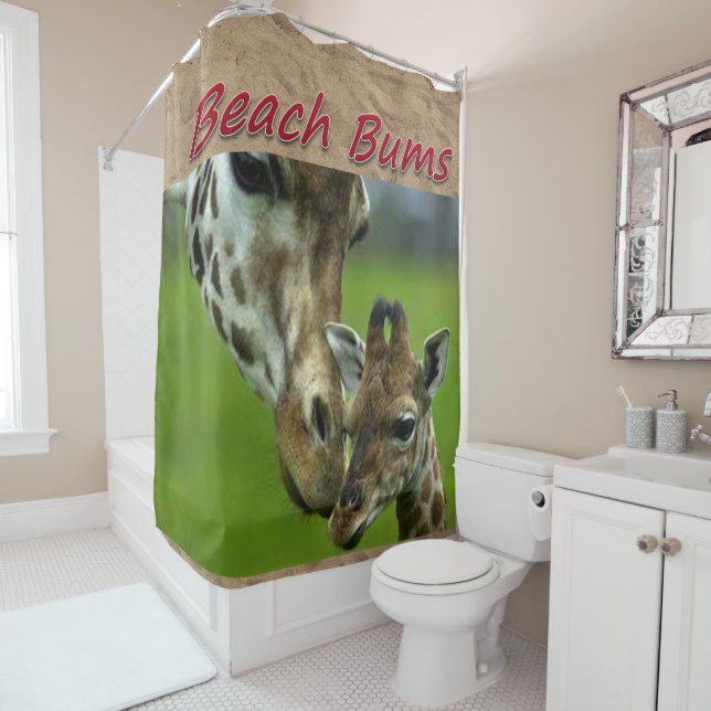 Beach Bums Shower Curtain Giraffe (In Situ)
