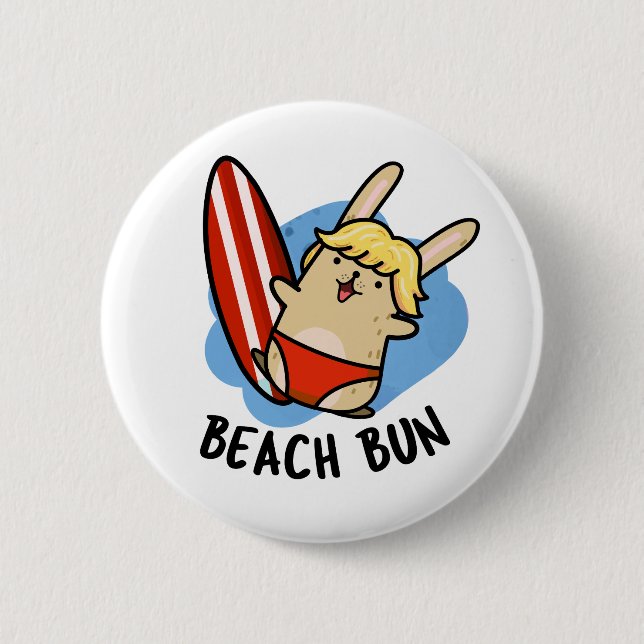 Beach Bun Funny Bunny Pun  Button (Front)