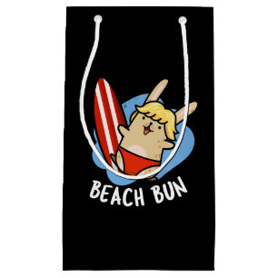 Beach Bun Funny Bunny Pun Dark BG Small Gift Bag