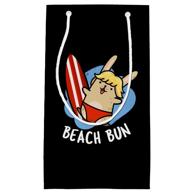 Beach Bun Funny Bunny Pun Dark BG Small Gift Bag (Front)