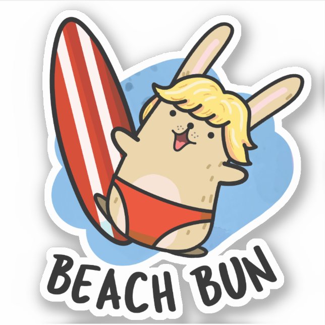 Beach Bun Funny Bunny Pun  Sticker (Front)