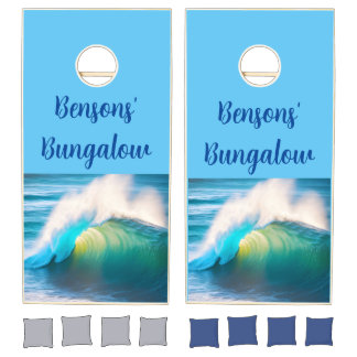 Beach Bungalow Custom Natural Wood Cornhole Set