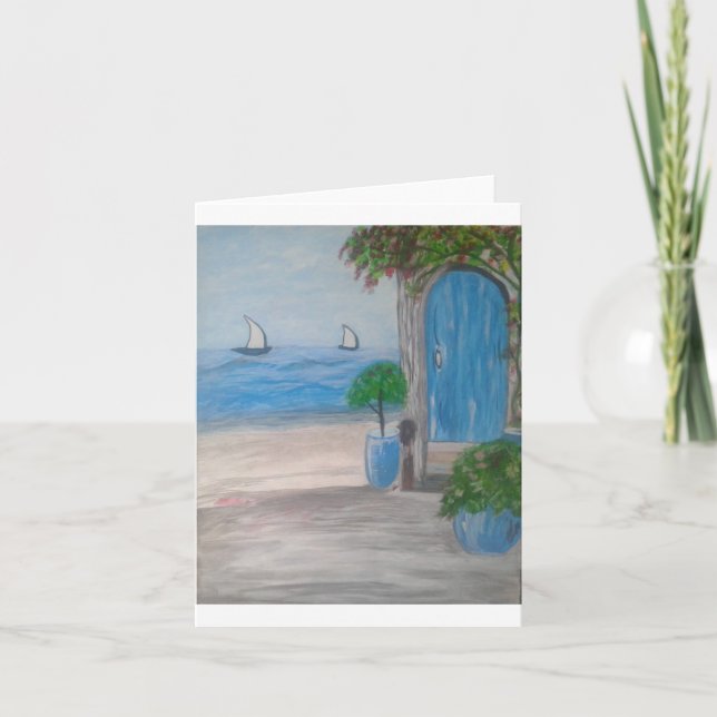 Beach Bungalow Letterpress Thank You Card (Front)