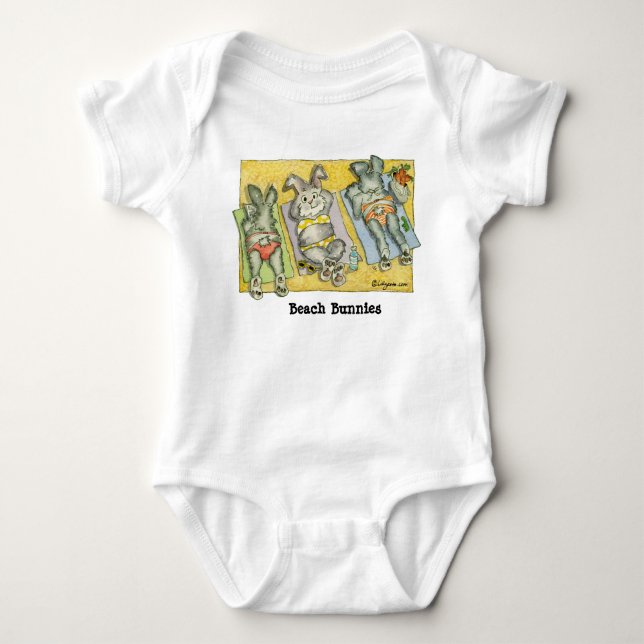 Beach Bunnies Earobics Cartoon Baby Baby Bodysuit (Front)
