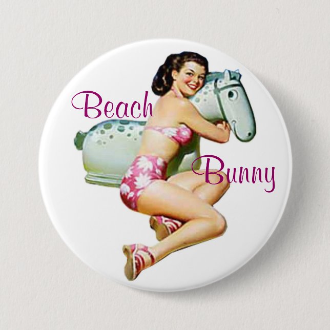 Beach Bunny Pin-Up Button (Front)