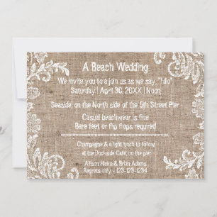 Beach Burlap & Lace - Wedding Invitation