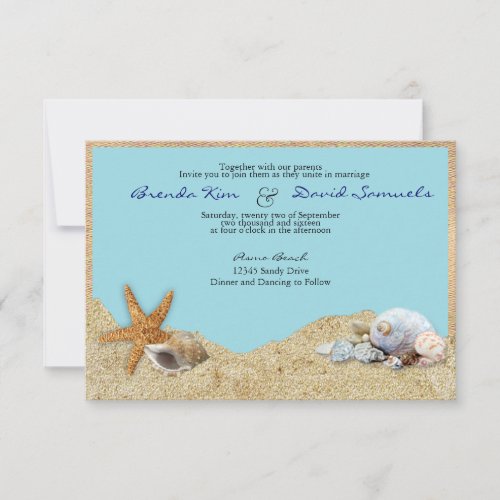 Beach Burlap Wedding Invitation
