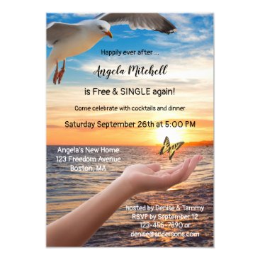 Beach Butterfly Freedom Divorce Party Invitation Beach Butterfly Freedom Divorce Party Invitation