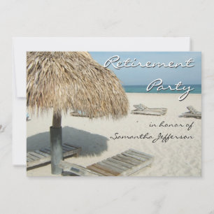 Beach Cabana Scene Retirement Party Invitations