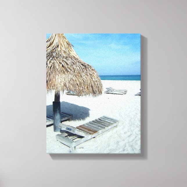 Beach Cabana Tropical Scenic Art Canvas Print (Front)