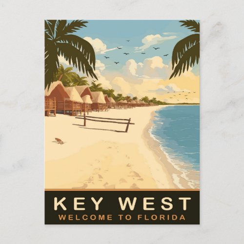 Beach Cabins at Key West Florida Vintage Travel Postcard