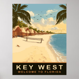 Florida Key West vintage fishing poster | Zazzle