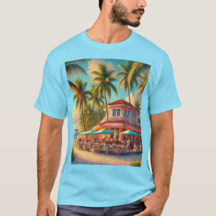Beach Cafe Aruba Tropical Blue T-Shirt