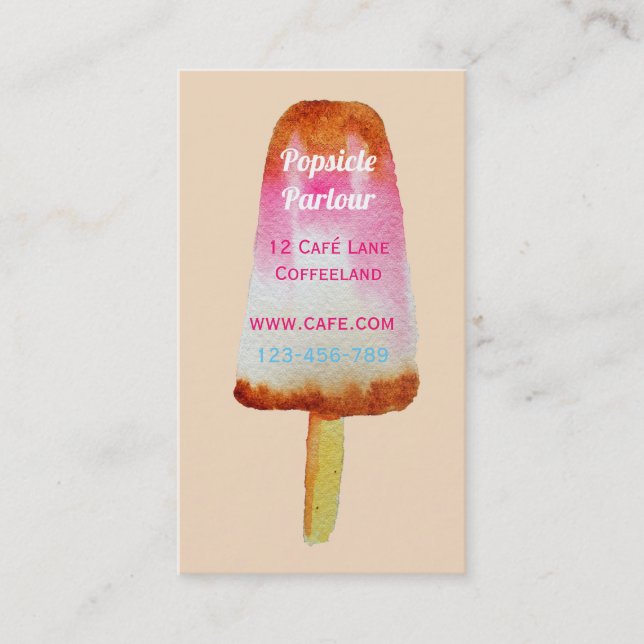 Beach cafe popsicle ice-blocks Summer Business Card (Front)