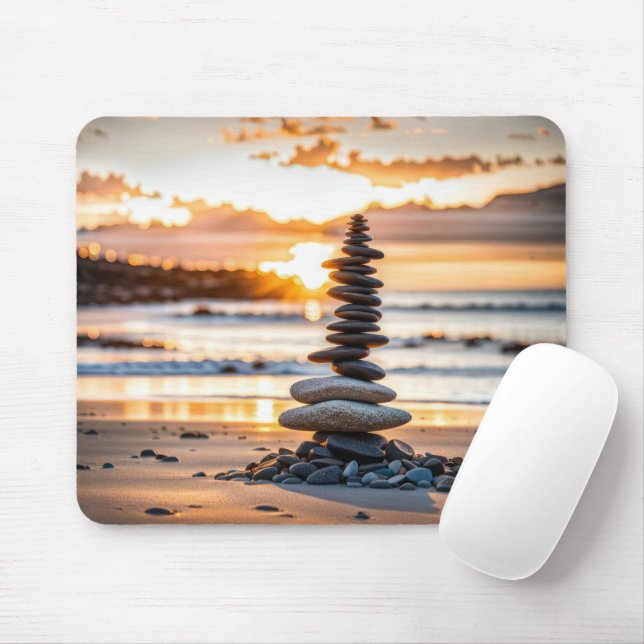 Beach Cairn Mouse Pad (With Mouse)