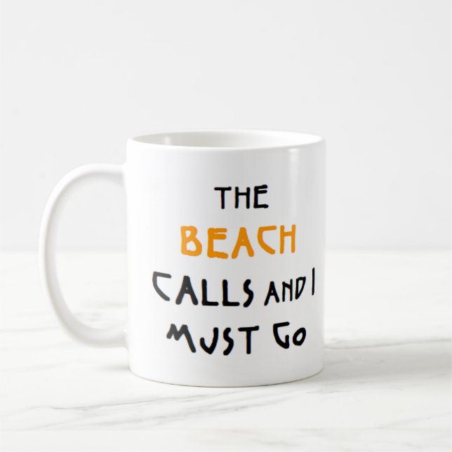 beach calls coffee mug (Left)