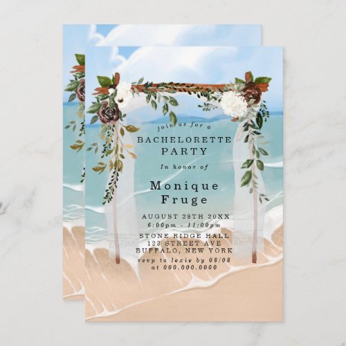 Beach Canopy Floral Bachelorette Party Invites
