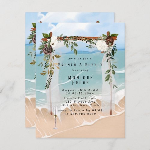 Beach Canopy Floral Tropic Brunch  Bubbly Invites