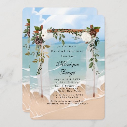 Beach Canopy Floral Tropical Bridal Shower Invitation