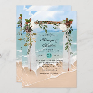 Beach Canopy Floral Tropical Modern Wedding Invitation