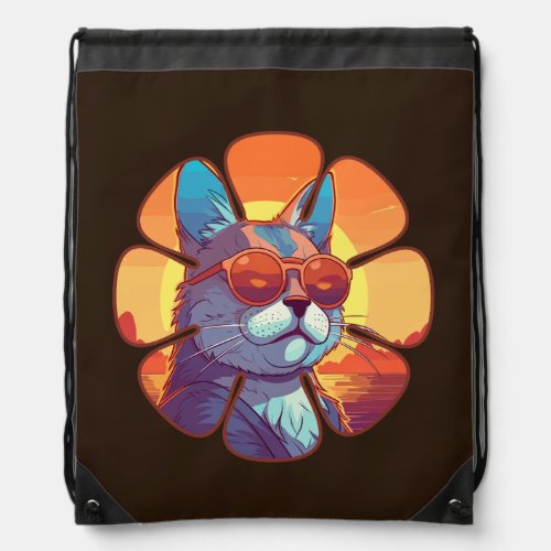 Beach Cat Drawstring Bag