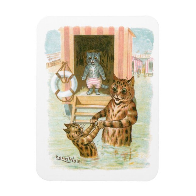 Beach Cats by Louis Wain Magnet (Vertical)