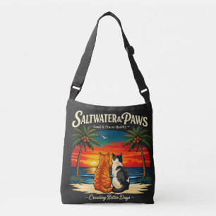 Beach Cats Sunset - Cute Cat Lover Coastal Beach Crossbody Bag