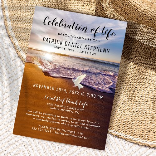 Beach Celebration of Life Funeral Invitation